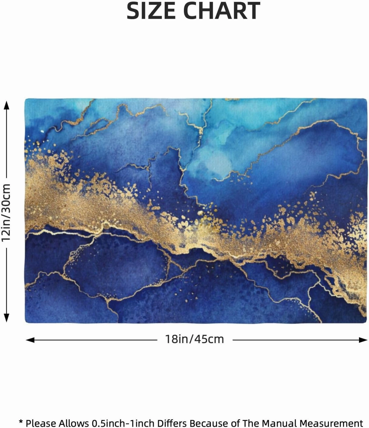 Blue Gold Marble Texture Placemats Set of 6 Table Mats Tableware Place Mats for Home Kitchen Party Dining Decor, Non-Slip Heat-Resistant Washable