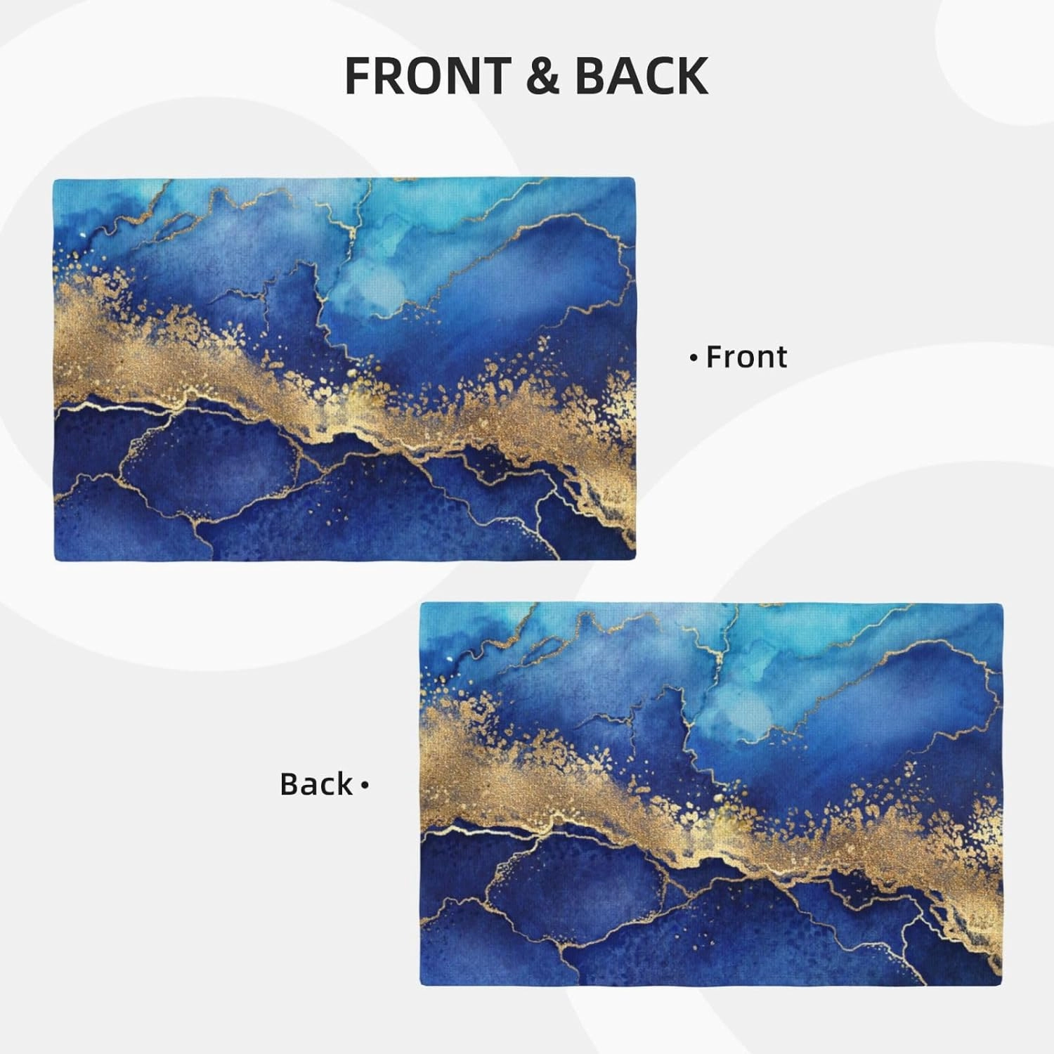 Blue Gold Marble Texture Placemats Set of 6 Table Mats Tableware Place Mats for Home Kitchen Party Dining Decor, Non-Slip Heat-Resistant Washable