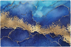 Blue Gold Marble Texture Placemats Set of 6 Table Mats Tableware Place Mats for Home Kitchen Party Dining Decor, Non-Slip Heat-Resistant Washable