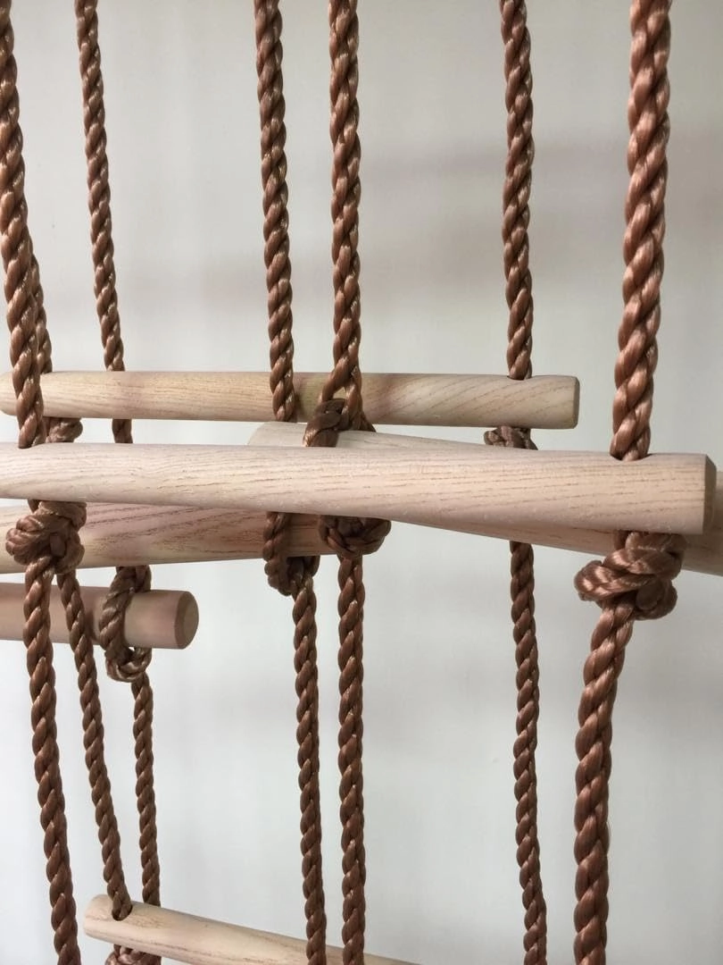 Boat Rope Ladder 6 Feet (2m) with Spring Hooks - Marine Ladder Wooden Rungs - Portable - Compact - Multipurpose Rope Ladder for Kids and Adults