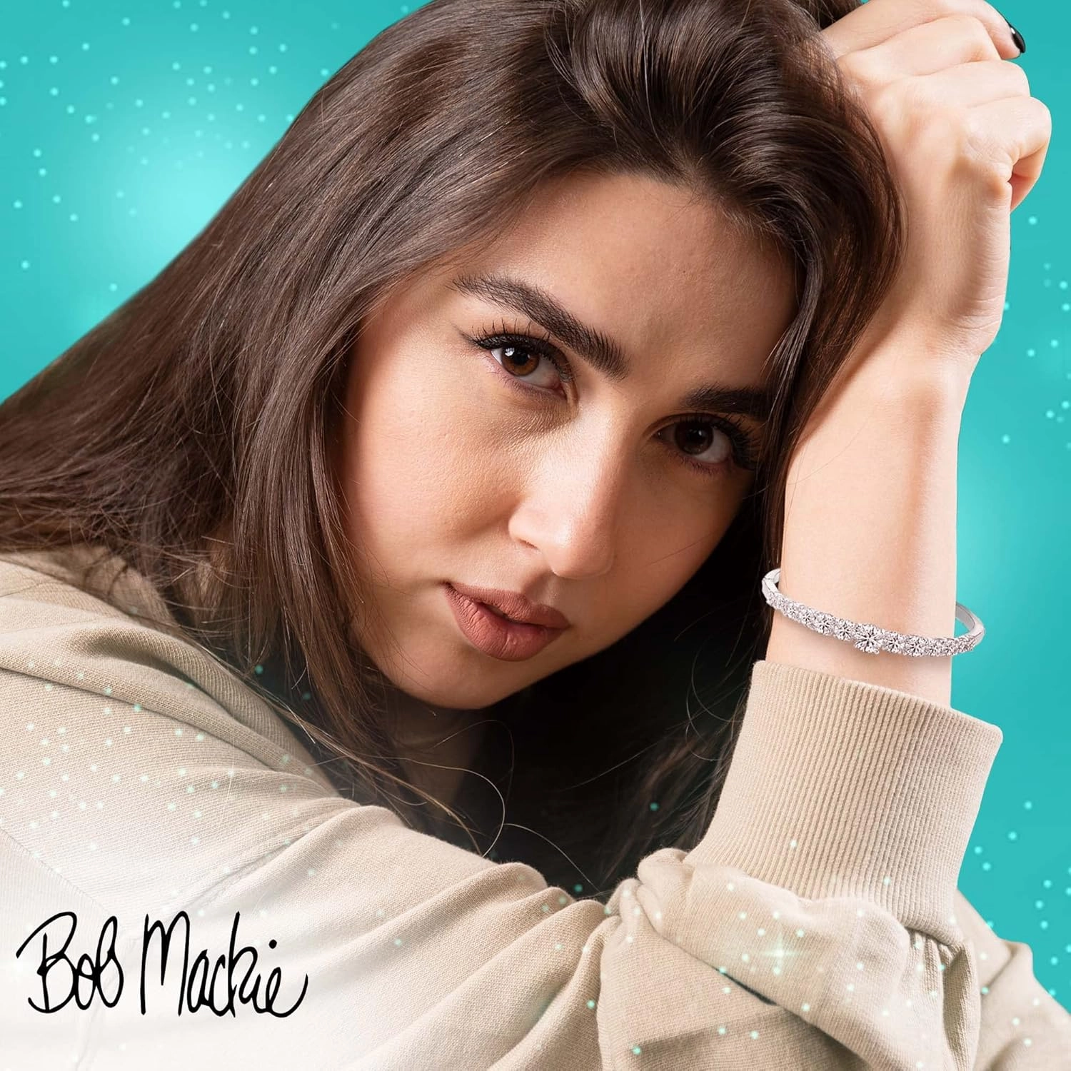 Bob Mackie Designer Jewelry Set - Glittery Bangles, Necklaces, Bracelets & Earrings w/Sparkly Accents - Elegant Designer Jewelry for Her (Silver)