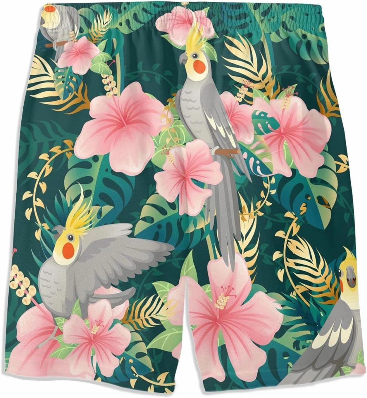 Boho Flying Peacock Feather Teens Swim Trunks 20" Stretch Quick Dry Swimwear Surf Board Beach Shorts Summer
