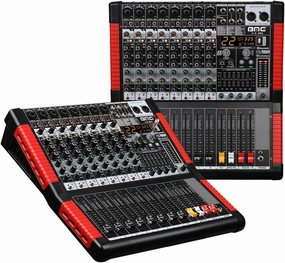 BOMGE X-8 Professional 8 Channel Audio Mixer Sound Board Mixing Console 8 Mic/Line Input Interface USB/MP3/Bluetooth Input 48V Phantom Power 24 FX DSP For PC, Studio Recording, Live Performance
