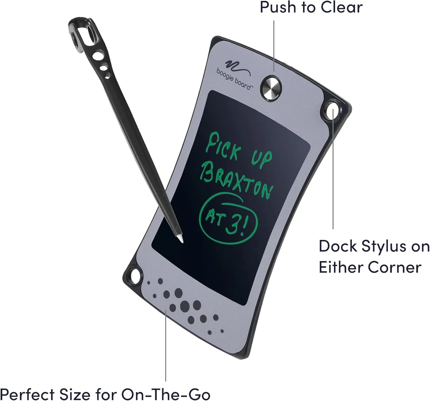 Boogie Board Jot Pocket Writing Tablet - Includes Small 4.5 inch LCD Writing Tablet, Instant Erase, Stylus Pen and Built-in Kickstand, Pink