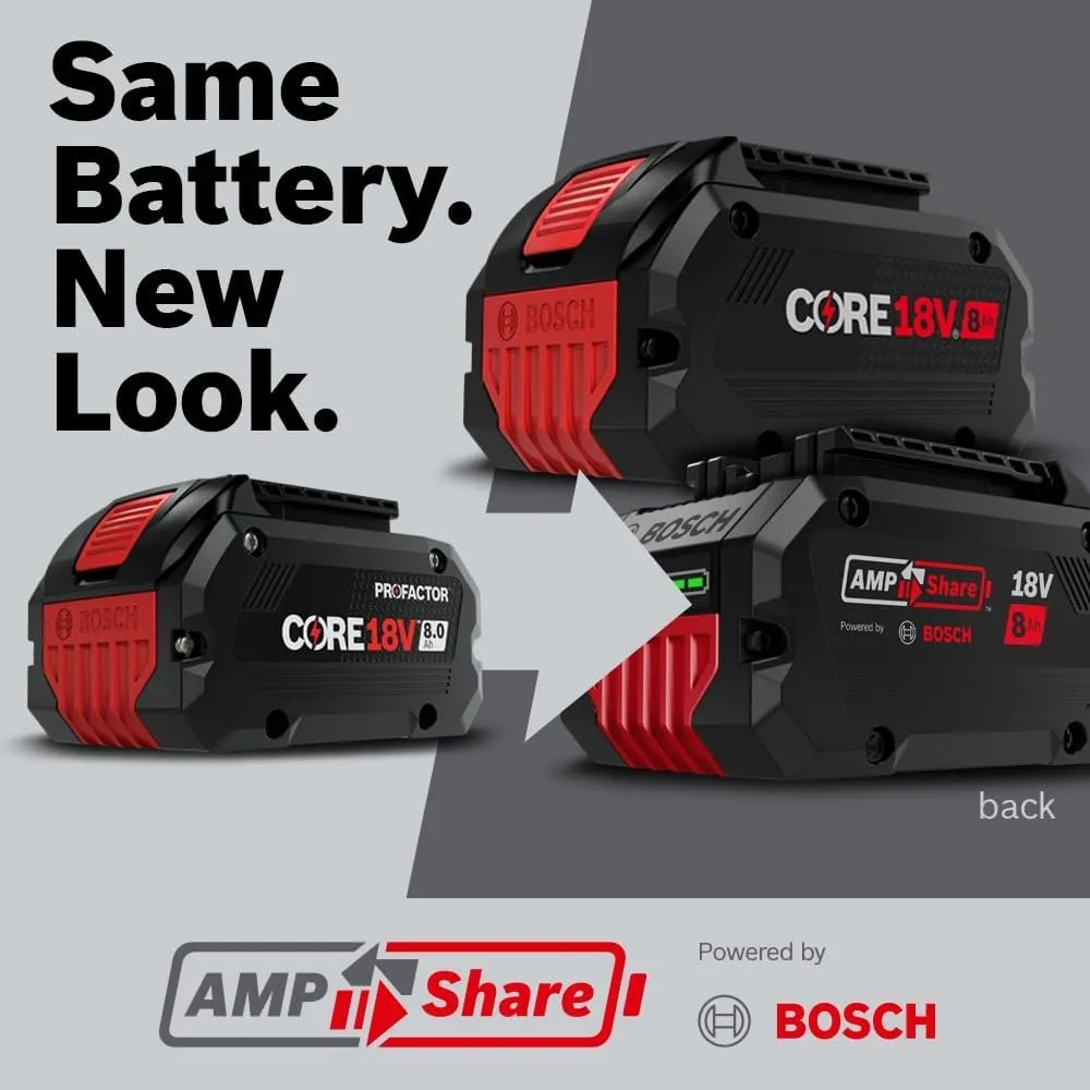 Bosch GBA18V80-2PK 18V CORE18V® Lithium-Ion 8 Ah High Power Battery, 2-Pack