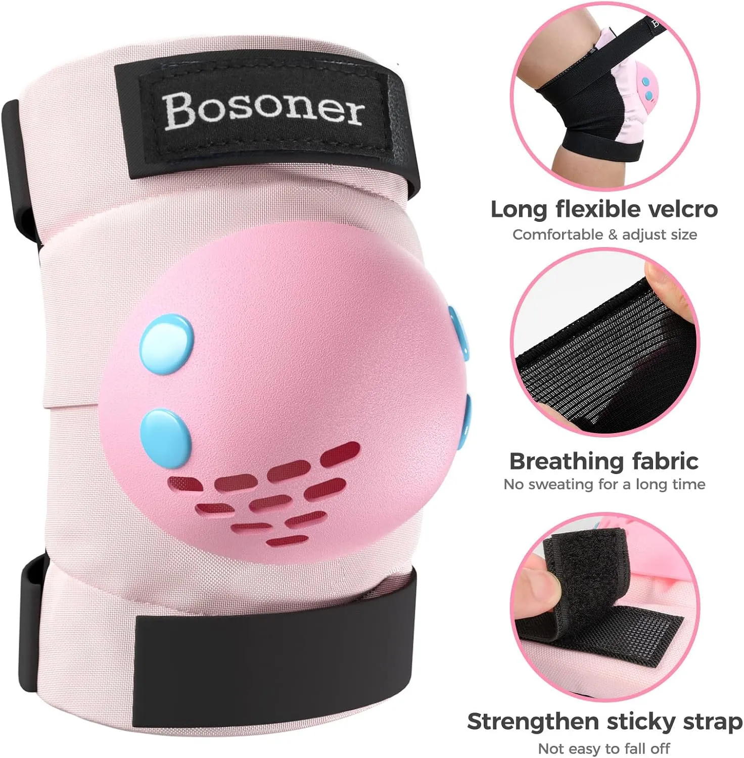 BOSONER Kids/Youth Knee Pad Elbow Pads for Roller Skates Cycling BMX Bike Skateboard Inline Rollerblading, Skating Skatings Scooter Riding Sports