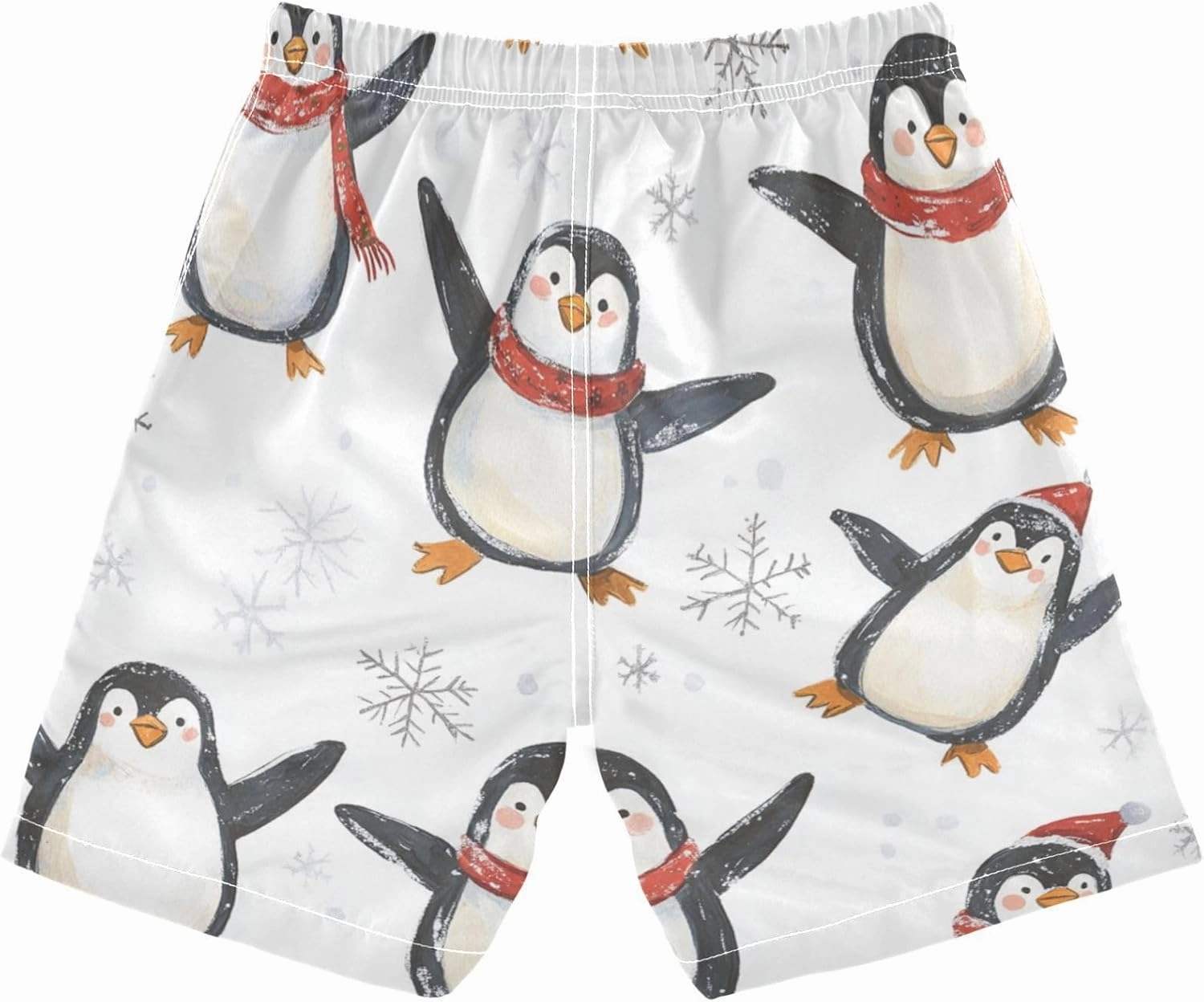 Boys Beach Board Shorts Cute Penguin Cool Snow Swim Trunk Teen Swimwear
