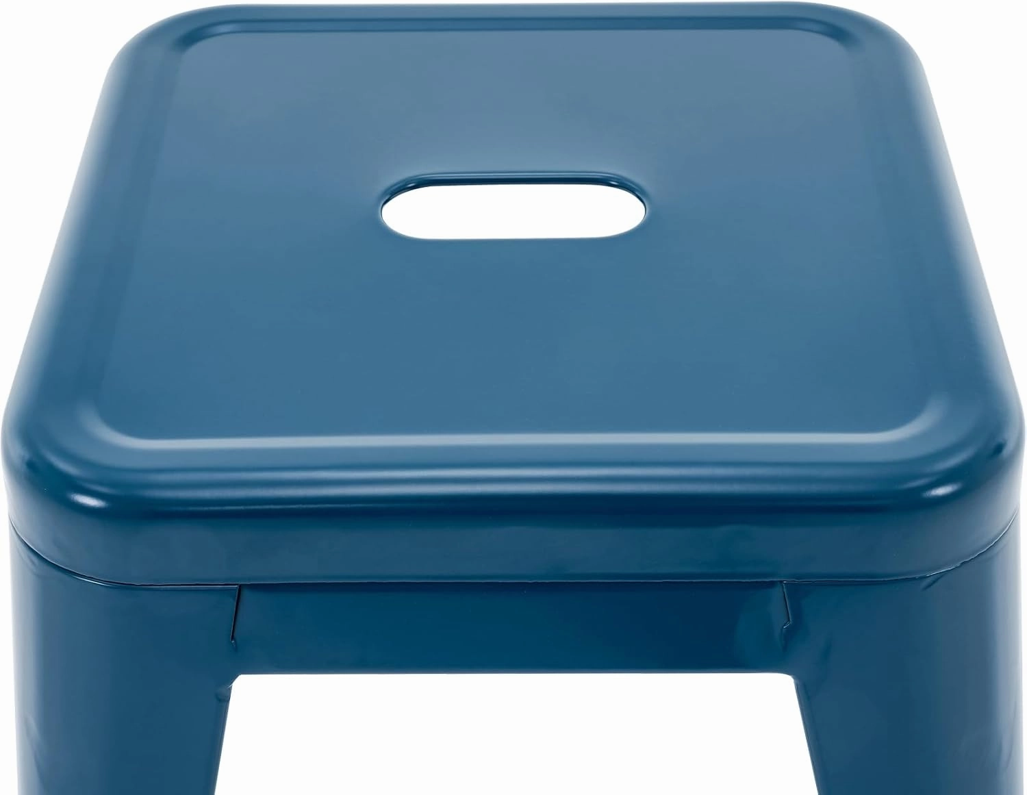Brage Living 18 Inch Industrial Metal Stools Set of 2, Short Stackable Classroom Stools, Backless Metal Dining Chairs for Indoor Outdoor Kitchen (Deep Blue)