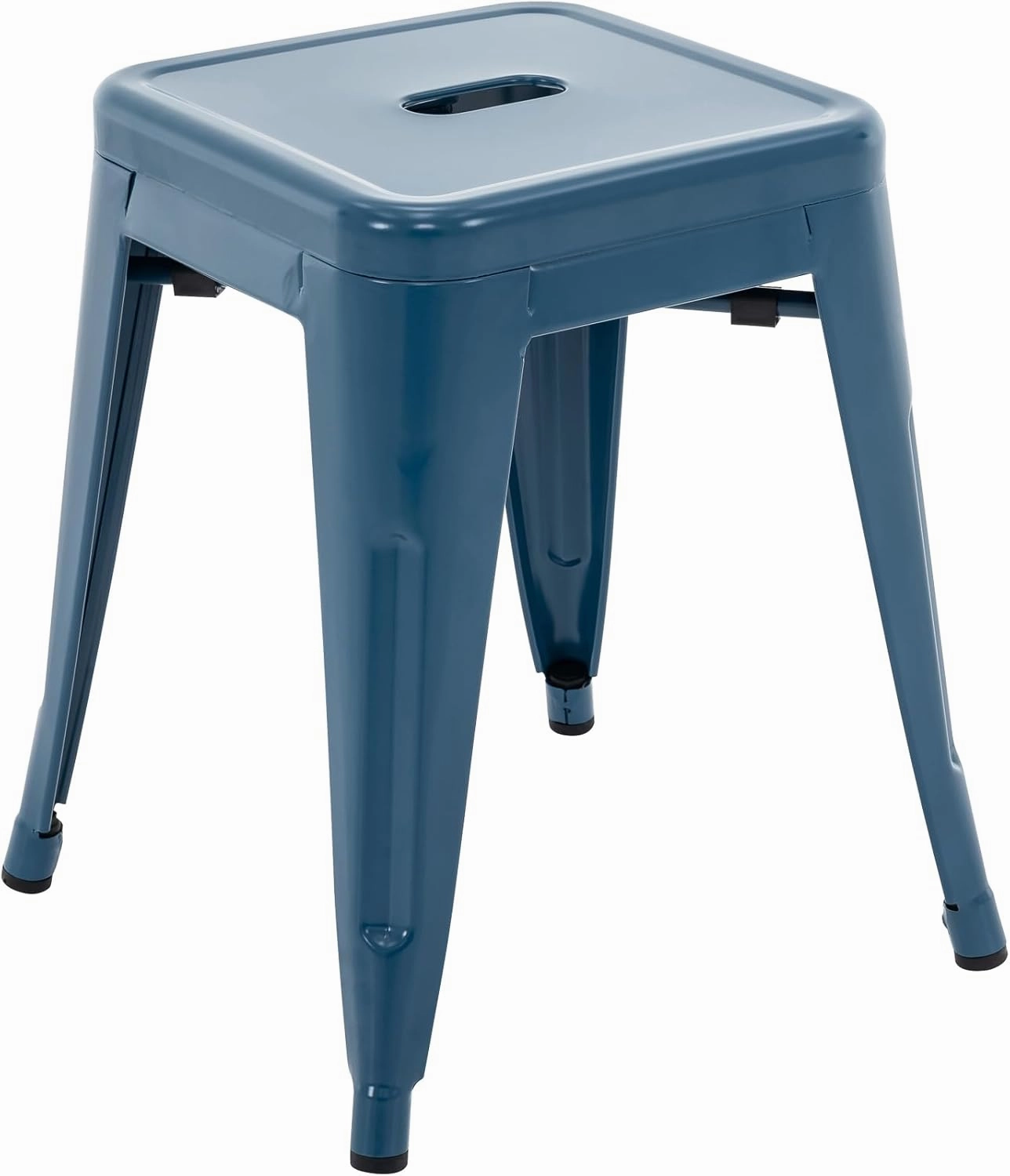 Brage Living 18 Inch Industrial Metal Stools Set of 2, Short Stackable Classroom Stools, Backless Metal Dining Chairs for Indoor Outdoor Kitchen (Deep Blue)