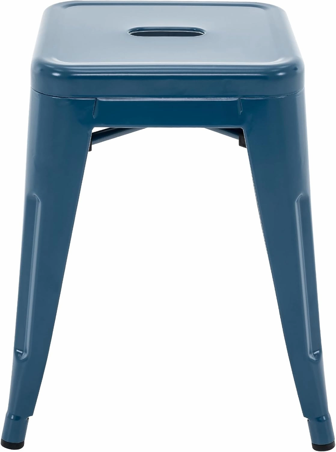 Brage Living 18 Inch Industrial Metal Stools Set of 2, Short Stackable Classroom Stools, Backless Metal Dining Chairs for Indoor Outdoor Kitchen (Deep Blue)