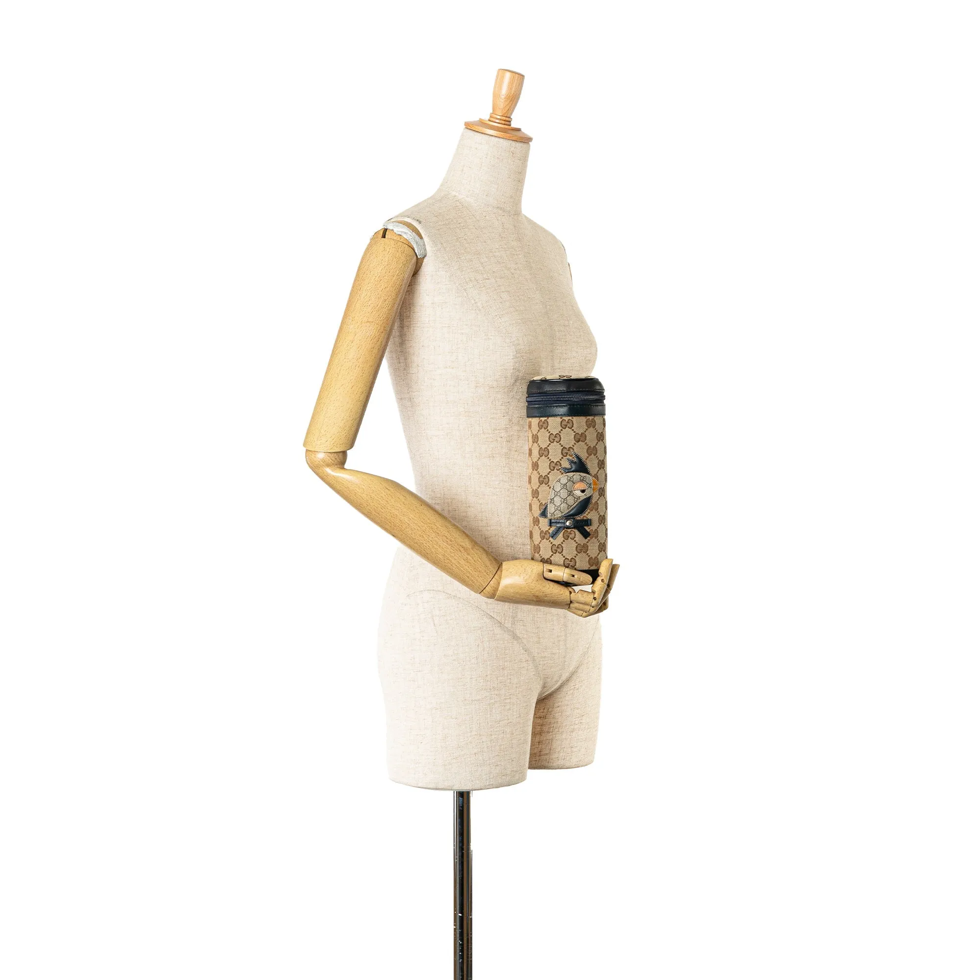 Brown Gucci GG Canvas Mini Zoo Bird Bottle Holder