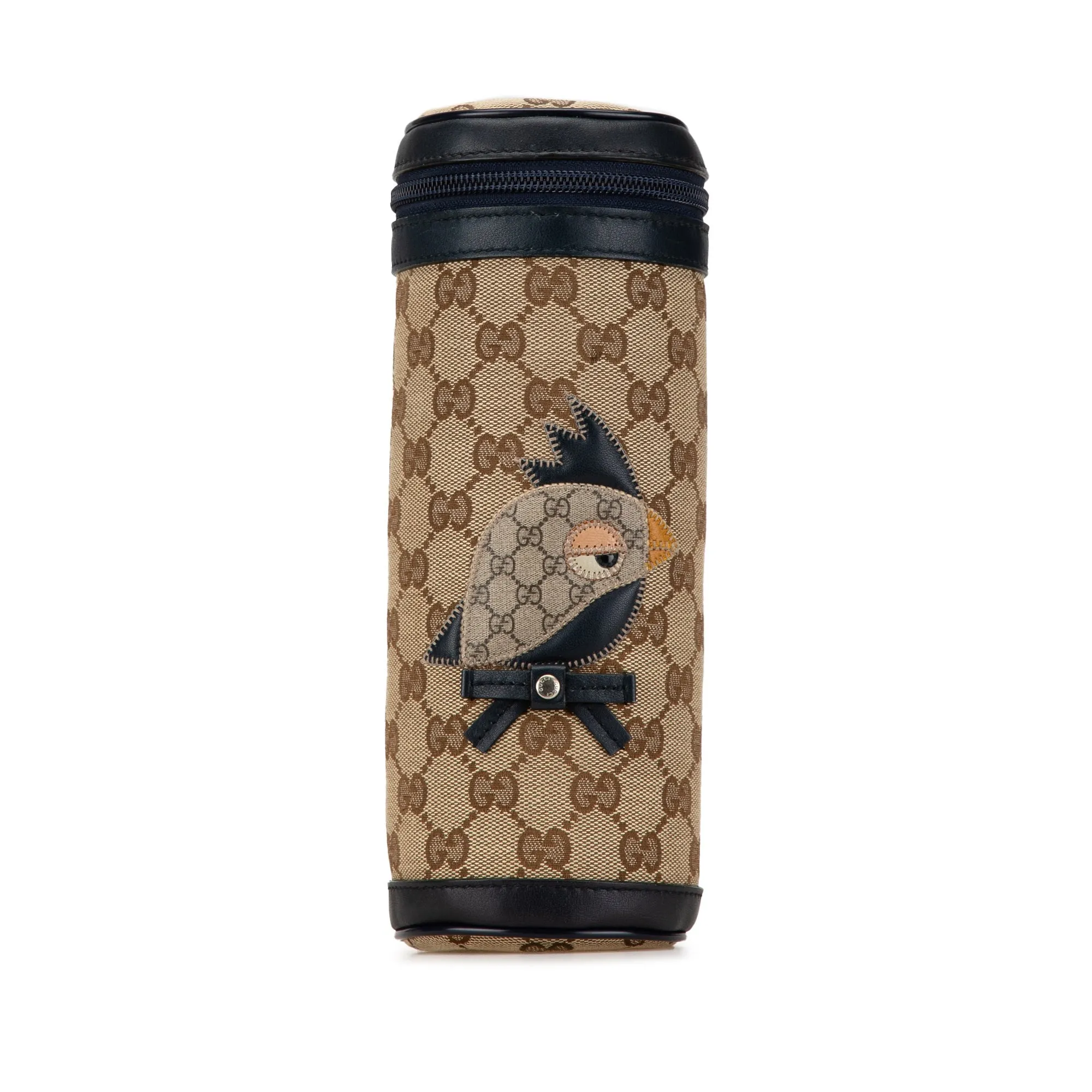 Brown Gucci GG Canvas Mini Zoo Bird Bottle Holder