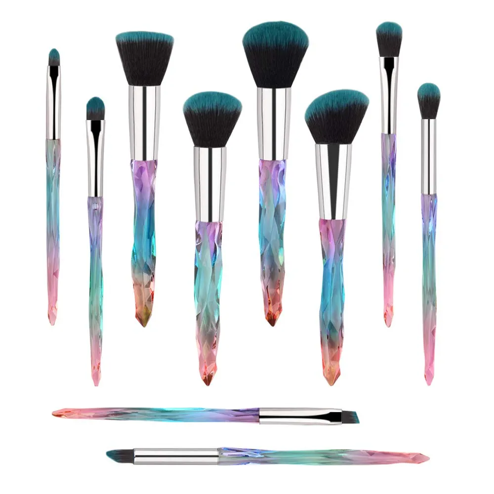Brush set make up,Makeup Brushes, 10PCs Professional Cosmetic Brush Set Special Shiny Foundation Face Powder Brush Eyeshadows Blending Blush Brushes(Color:Blue)