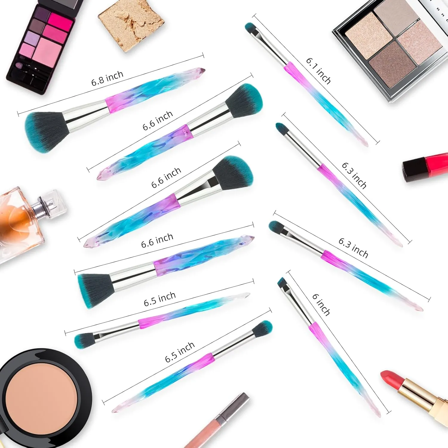 Brush set make up,Makeup Brushes, 10PCs Professional Cosmetic Brush Set Special Shiny Foundation Face Powder Brush Eyeshadows Blending Blush Brushes(Color:Blue)