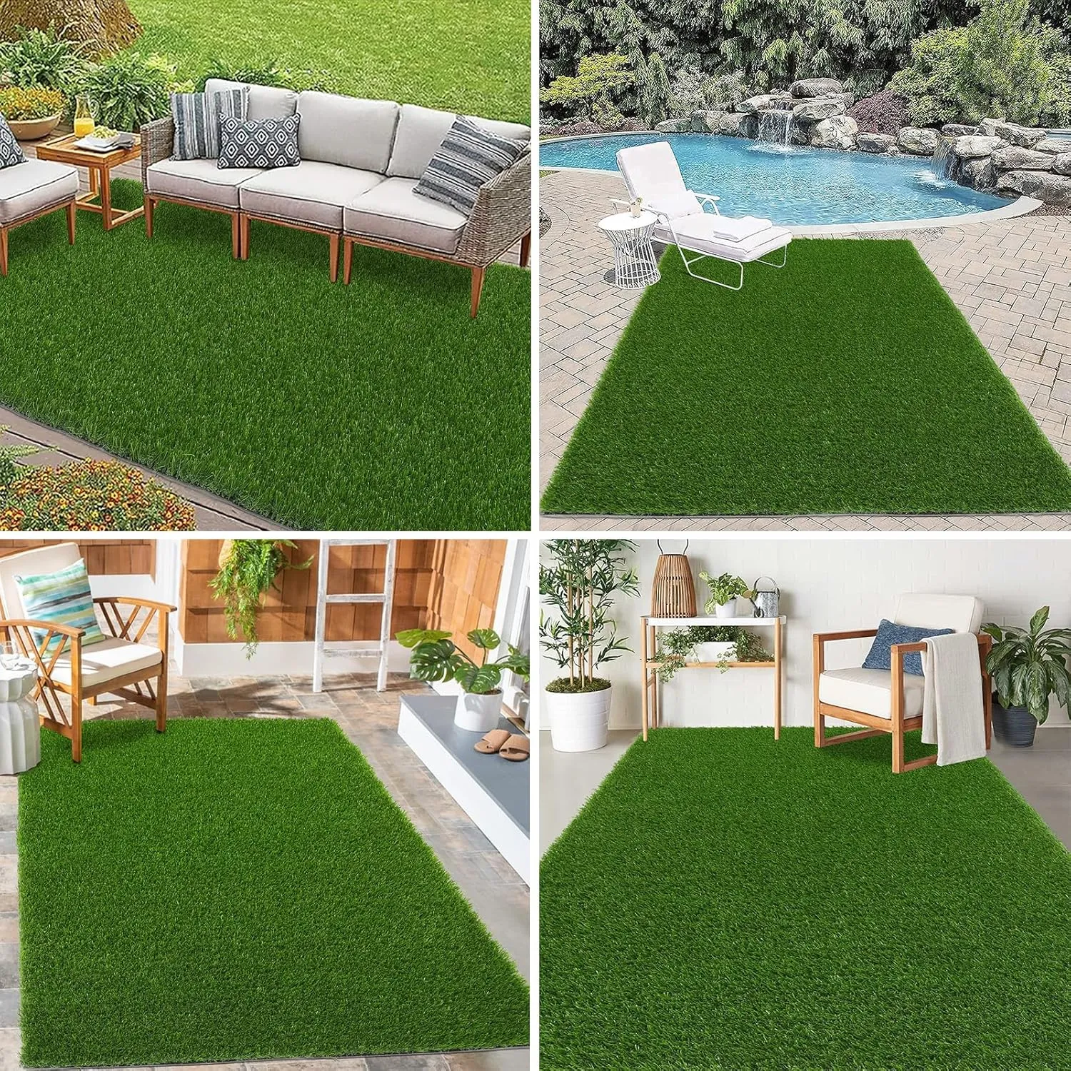Bsmathom Artificial Grass Rug Indoor Outdoor Rug, 5x8Ft Fake Grass Rug Synthetic Grass Mat Dog Grass Mat with Drainage Holes Fake Grass Rug for Pet, Garden Lawn Landscape, 5x8Ft