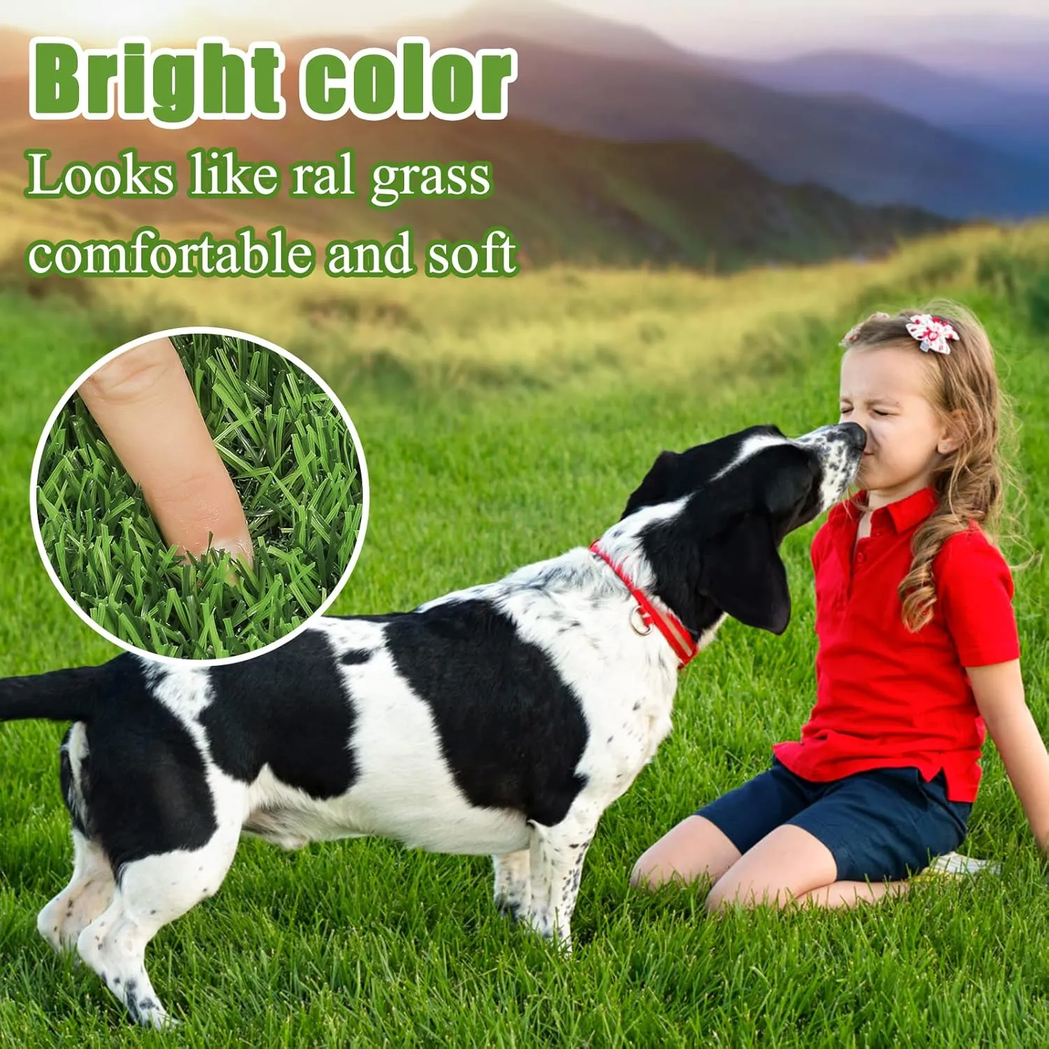 Bsmathom Artificial Grass Rug Indoor Outdoor Rug, 5x8Ft Fake Grass Rug Synthetic Grass Mat Dog Grass Mat with Drainage Holes Fake Grass Rug for Pet, Garden Lawn Landscape, 5x8Ft