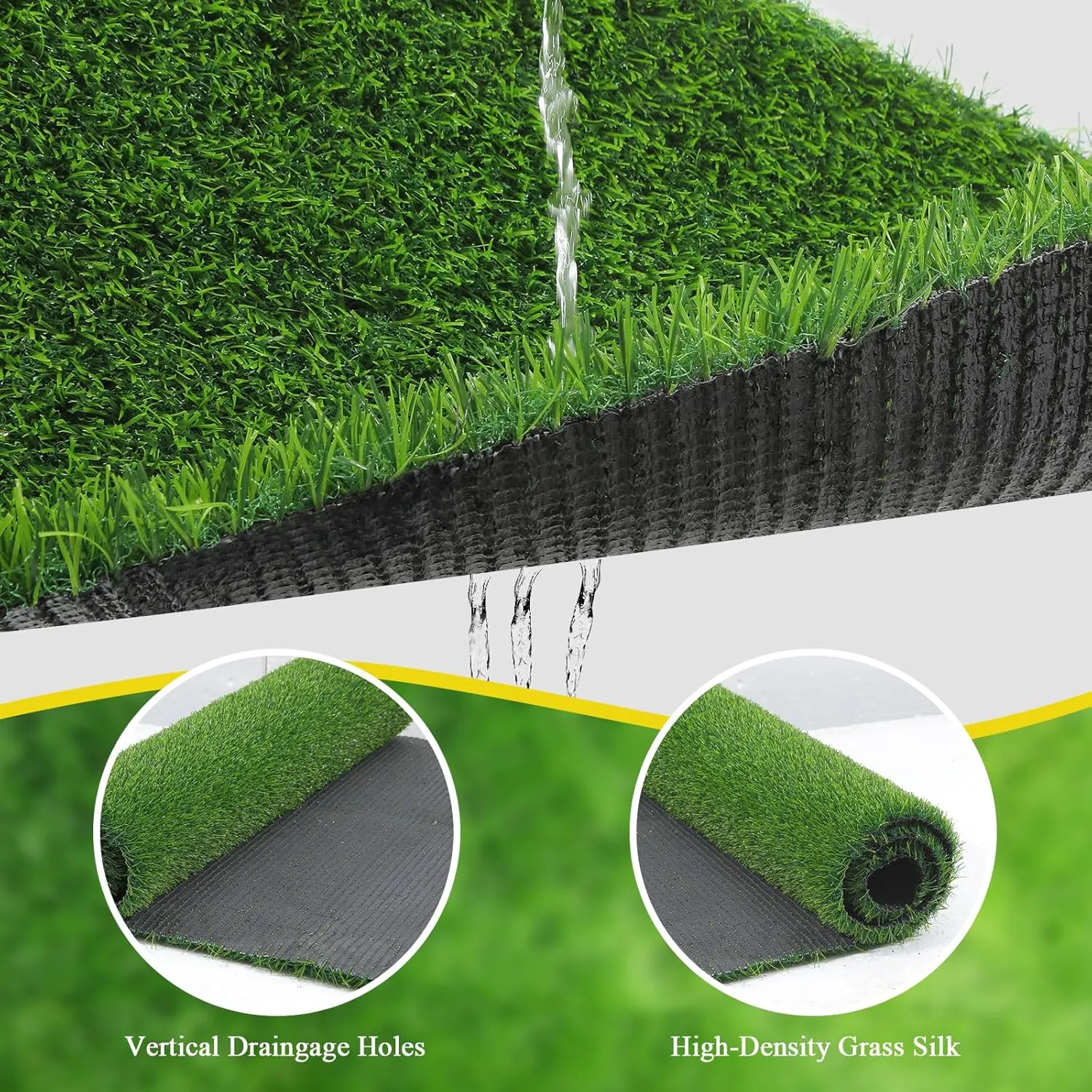 Bsmathom Artificial Grass Rug Indoor Outdoor Rug, 5x8Ft Fake Grass Rug Synthetic Grass Mat Dog Grass Mat with Drainage Holes Fake Grass Rug for Pet, Garden Lawn Landscape, 5x8Ft