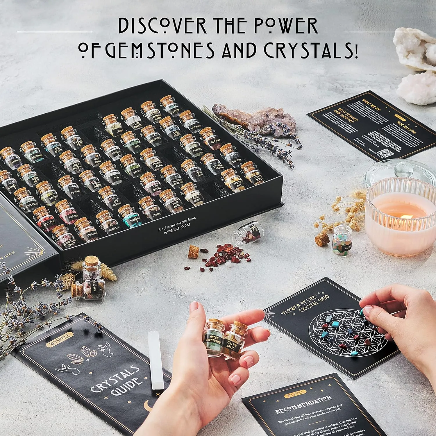 Bulk Crystals and Healing Stones 50 PCS - Real Mini Crystals for Spell Jars - Crystals for Witchcraft - Crystal Sets for Witchcraft Supplies - Real Crystal Witch Healing Crystals for Beginners Set