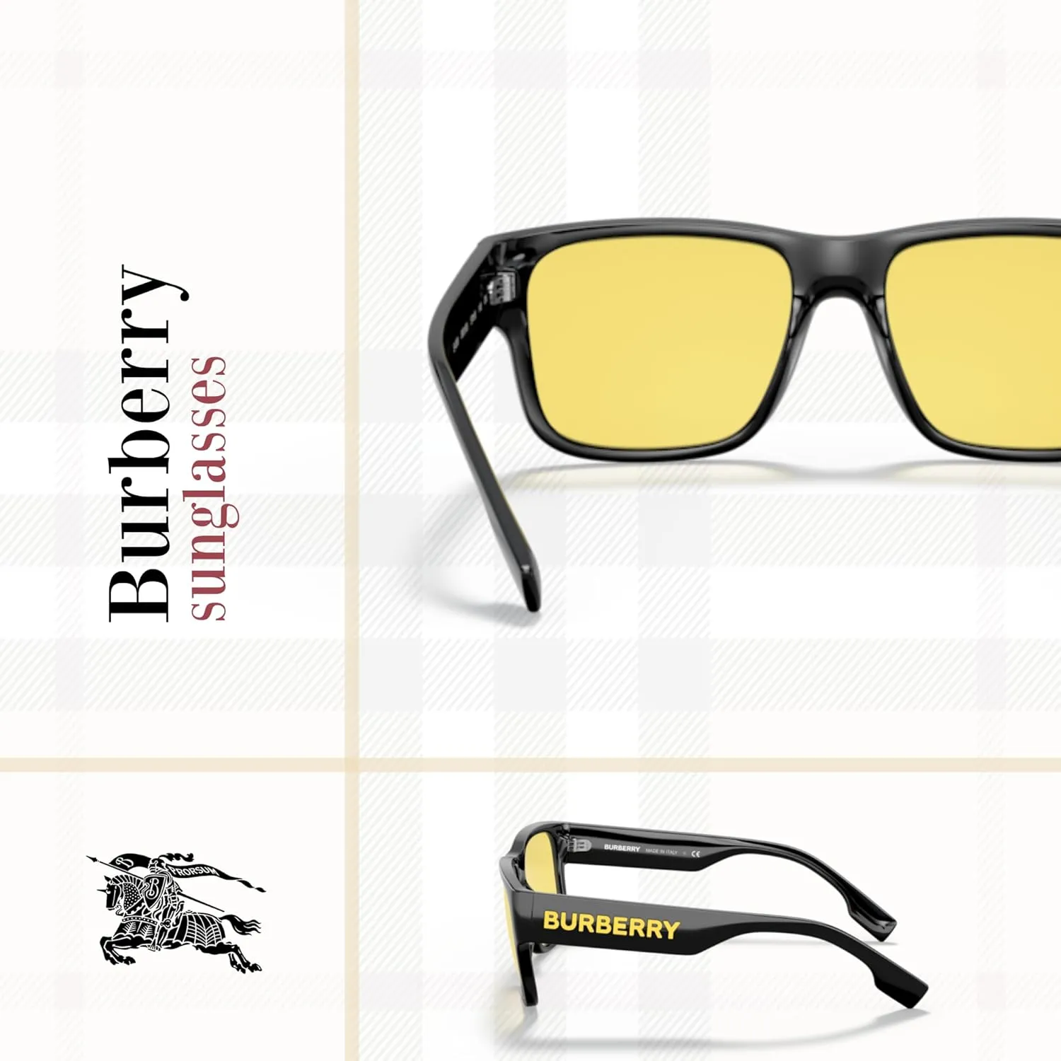 BURBERRY Knight BE4358 Square Sunglasses for Men   BUNDLE With Designer iWear Eyewear Kit