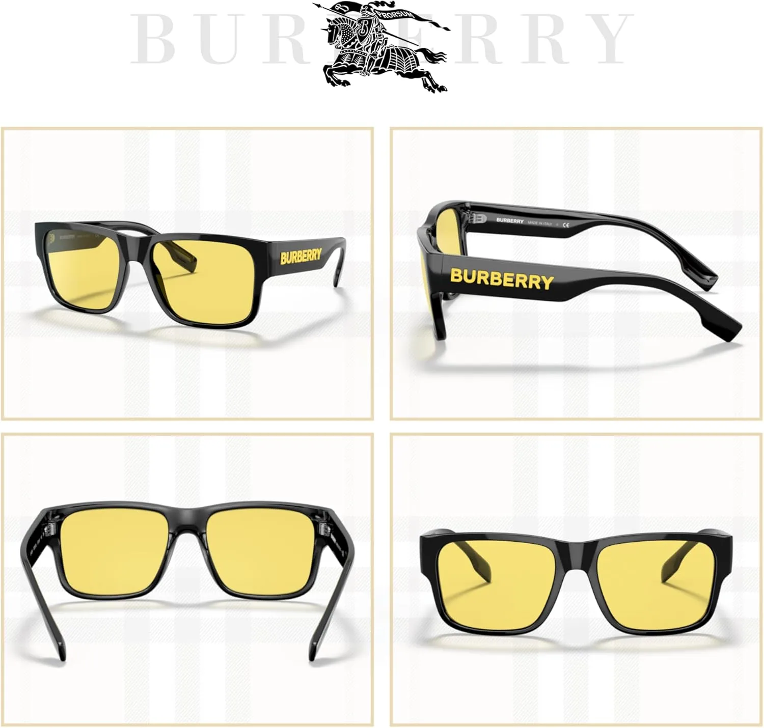BURBERRY Knight BE4358 Square Sunglasses for Men   BUNDLE With Designer iWear Eyewear Kit