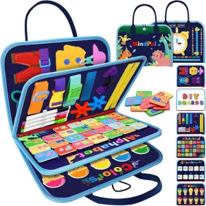 Busy Board, Montessori Toy for Over 3 Year Old, Toddlers Educational Activity Developing Sensory Board for Fine Basic Dress Motor Skills, Travel Toys for Plane Car, 3  Years Boys Girls