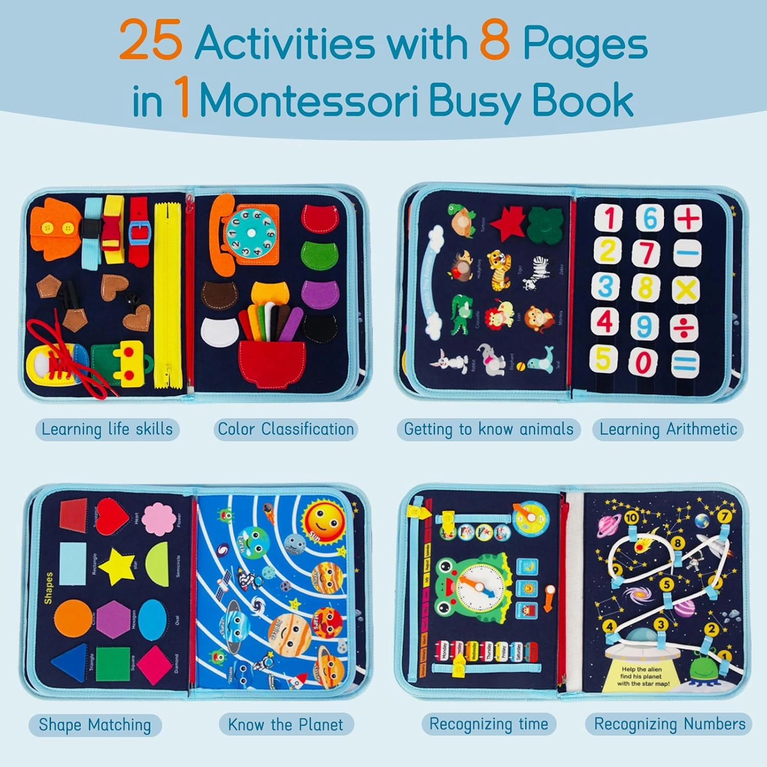 Busy Board Montessori Toys for Boy Girl Birthday Gifts, Busy Book Learning Sensory Easter Toys for Toddlers, Toddler Travel Autism Educational Activities Fine Motor Skills