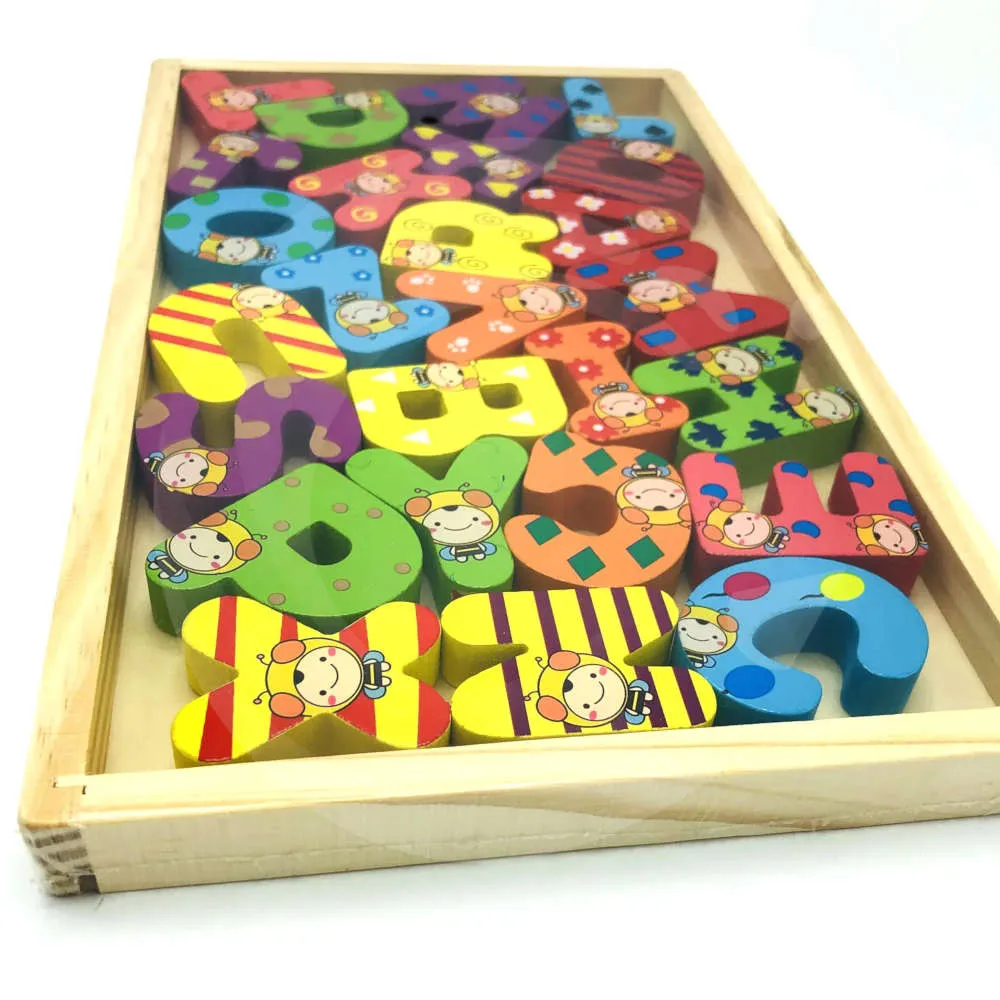 Buy High Quality Wooden Capital Alphabet A-Z with Colorful Cartoon Design