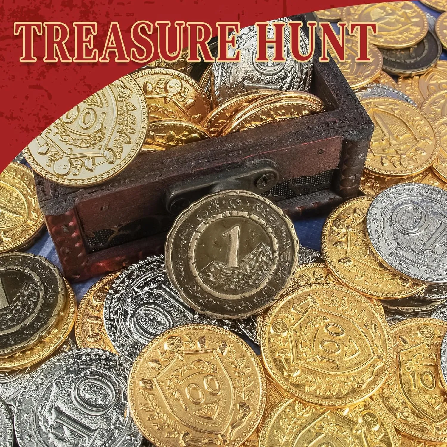 Byhoo 100 PCS Metal DND Coins, 1.2" Gold Silver Copper Tokens with Face Value for Board Game and Tabletop RPG, Fantasy Metal Coins for Pirate Game Party Cosplay