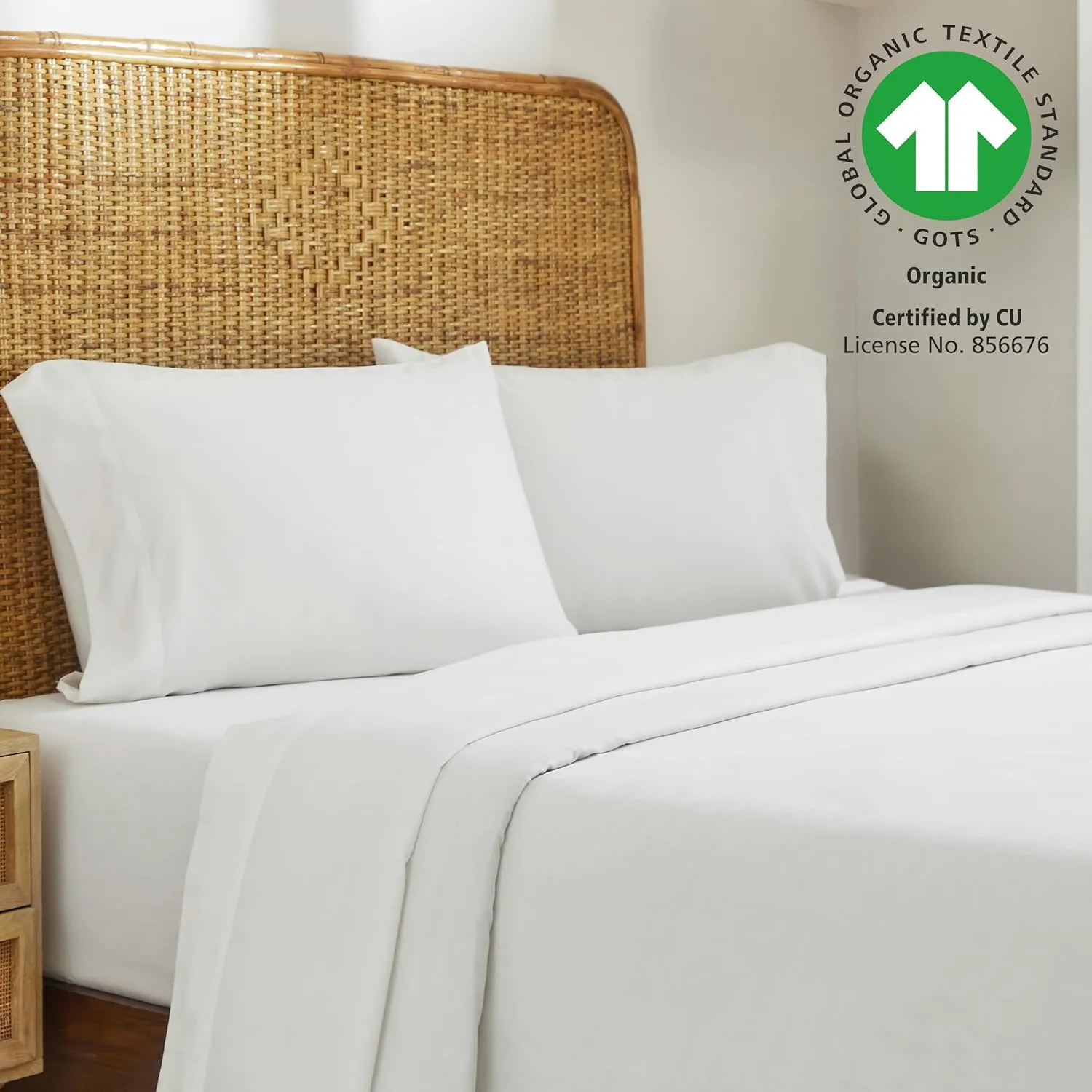 California Design Den Sheets Queen Size Bed Set - Soft 100% Organic Sheets with Deep Pockets, Crisp Percale, Breathable and Durable Bedding Set - Creamy Ivory
