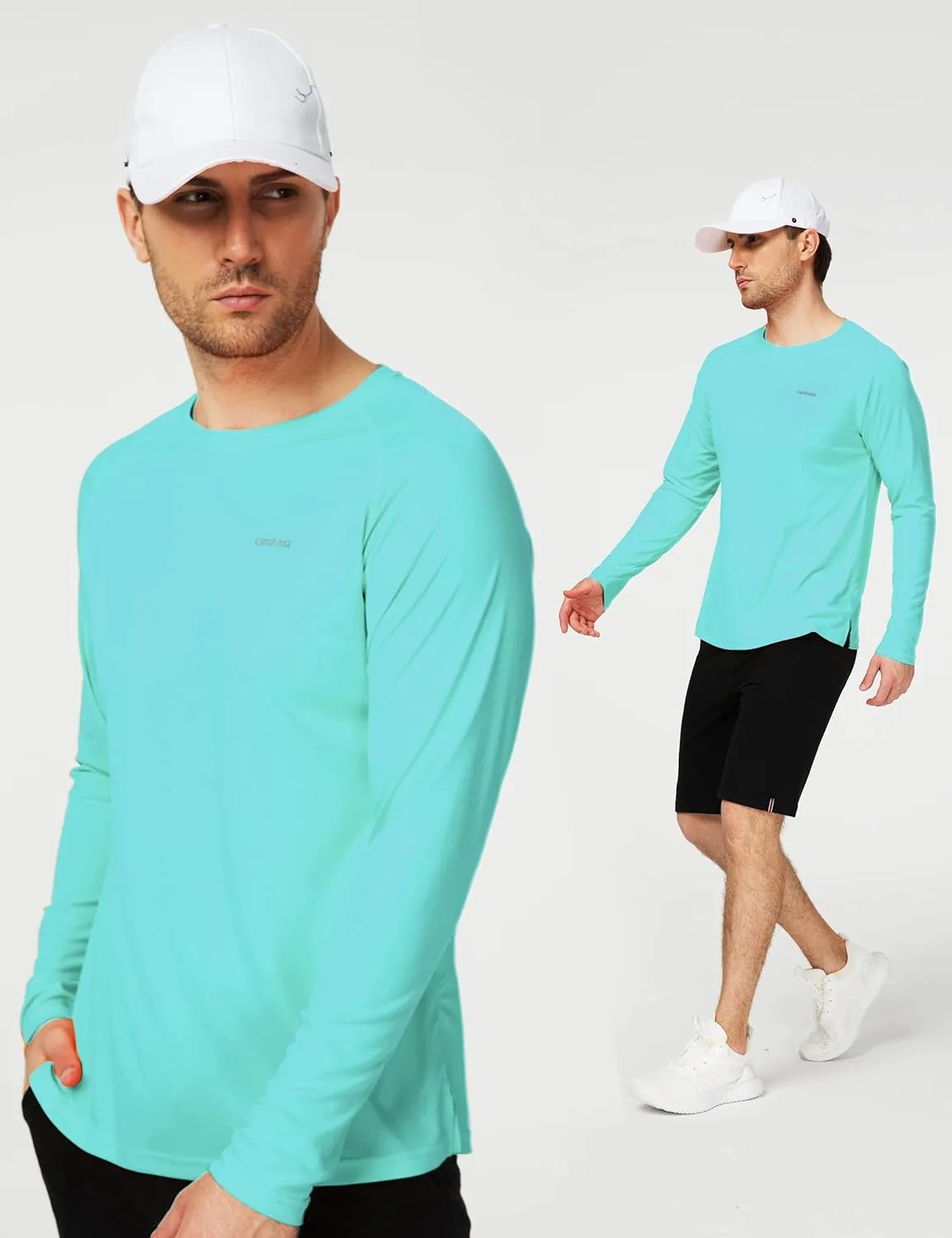 Camii Mia Mens Long Sleeve Sun Protection Shirts, Sun Shirts for Men UPF 50  SPF T-Shirts for Fishing, Running, Hiking