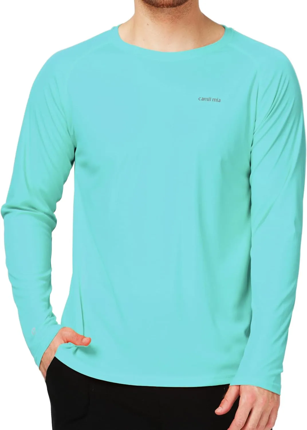 Camii Mia Mens Long Sleeve Sun Protection Shirts, Sun Shirts for Men UPF 50  SPF T-Shirts for Fishing, Running, Hiking