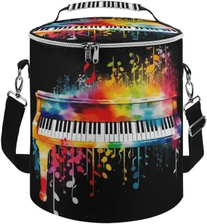 Camping Cooler Bag, Colorful Piano Keyboard Music Note Print Portable Ice Pack Outdoor Cooler Bag Picnic Cooler Bag Foldable Cooler Bag, style