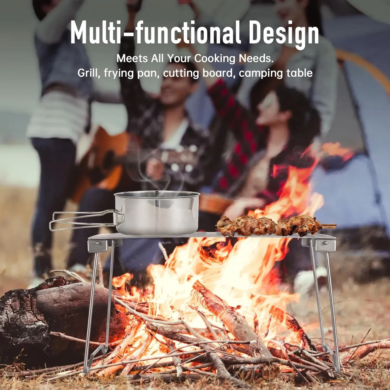 Camping Table Folding Campfire Grill Portable Ti BBQ Grill Outdoor Hiking Lightweight Camp Tables Portable Foldable (1)