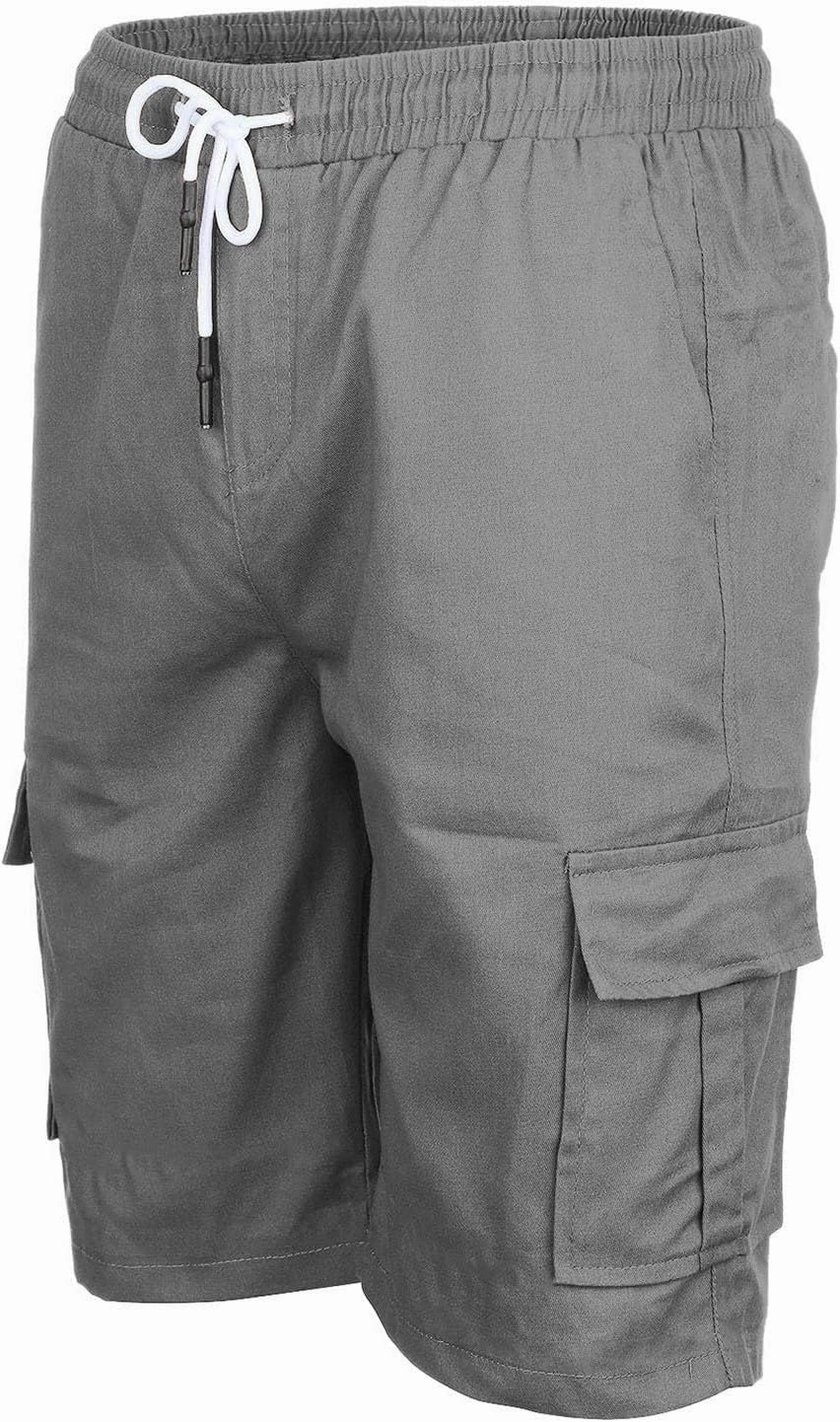 Cargo Shorts for Men Big and Tall Summer Casual Work Shorts Drawstring Elastic Waist Knee Length Bermuda Short 2025