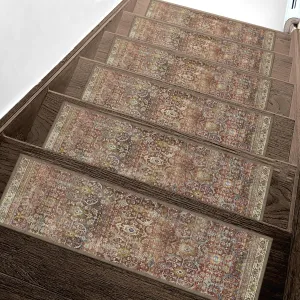 Carpet Stair Treads Non Slip 15PCS, 8" X 30" Edging Stair Runner for Wooden Steps Indoor, Resistant Stair Rug with Reusable TPE Adhesive Backing, Residue Free Mat for Elders, Pets, Burgundy
