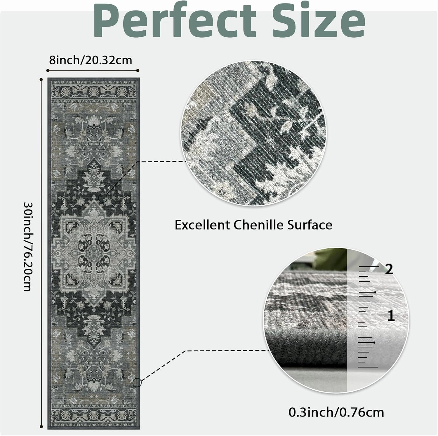 Carpet Stair Treads Non Slip 15PCS, 8" X 30"Edging Stair Runner for Wooden Steps Indoor, Resistant Stair Rugs with Reusable TPE Adhesive Backing, Residue Free Mat for Elders, Pets, Black&Olive