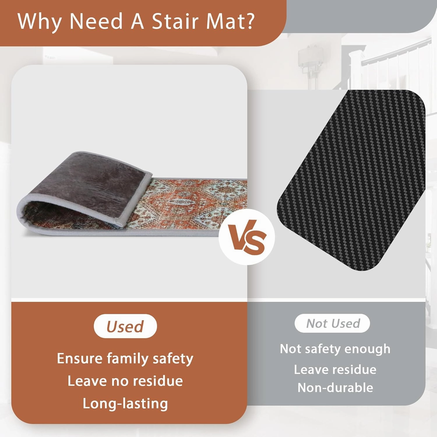Carpet Stair Treads Non Slip 15PCS, 8" X 30" Edging Stair Runner for Wooden Steps Indoor, Resistant Stair Rugs with Reusable TPE Adhesive Backing, Residue Free Safety Mat for Kids, Elders, Rust