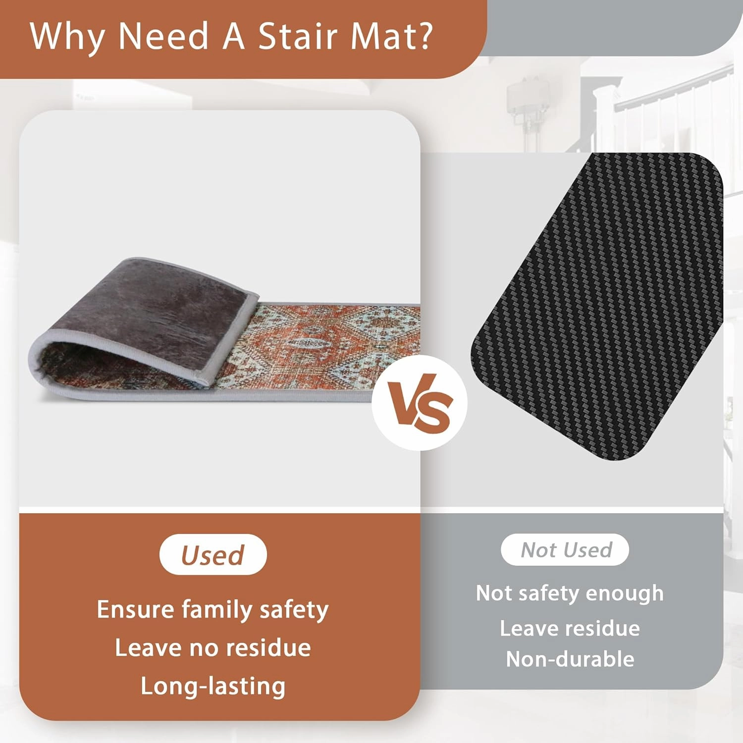 Carpet Stair Treads Non Slip 15PCS, 8" X 30" Edging Stair Runner for Wooden Steps Indoor, Resistant Stair Rugs with Reusable TPE Adhesive Backing, Residue Free Safety Mat for Kids, Elders, Rust