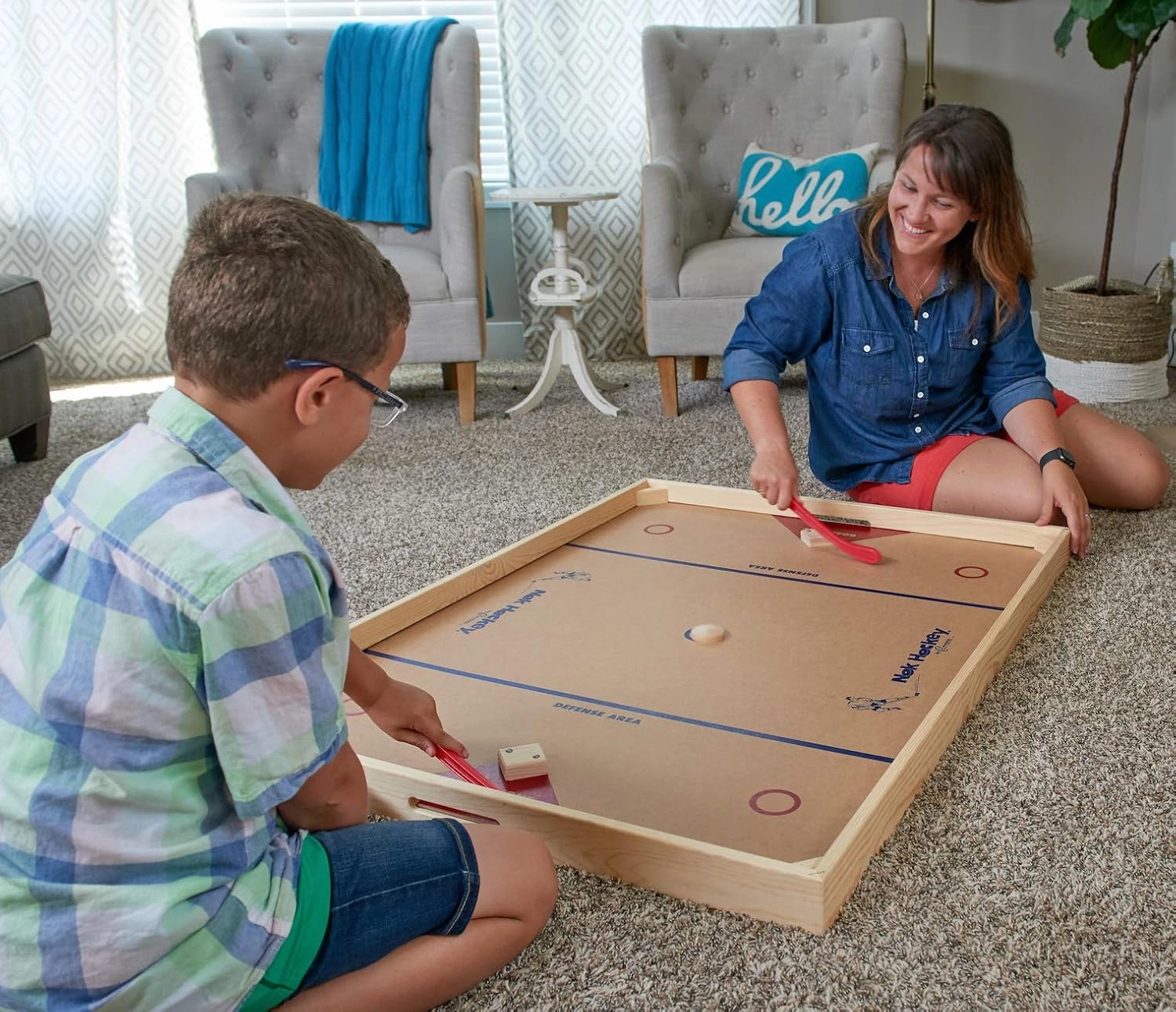 Carrom Champion Nok Hockey Game (Large) — Wooden Board Games for Adults & Children — Indoor and Outdoor Games for Family — Sports Board Games