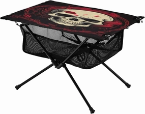 Cartoon Skull Red Portable Folding Camping Table, Compact Lightweight Beach Table with Carrying Bag for Outdoor Picnics, BBQs, Camp