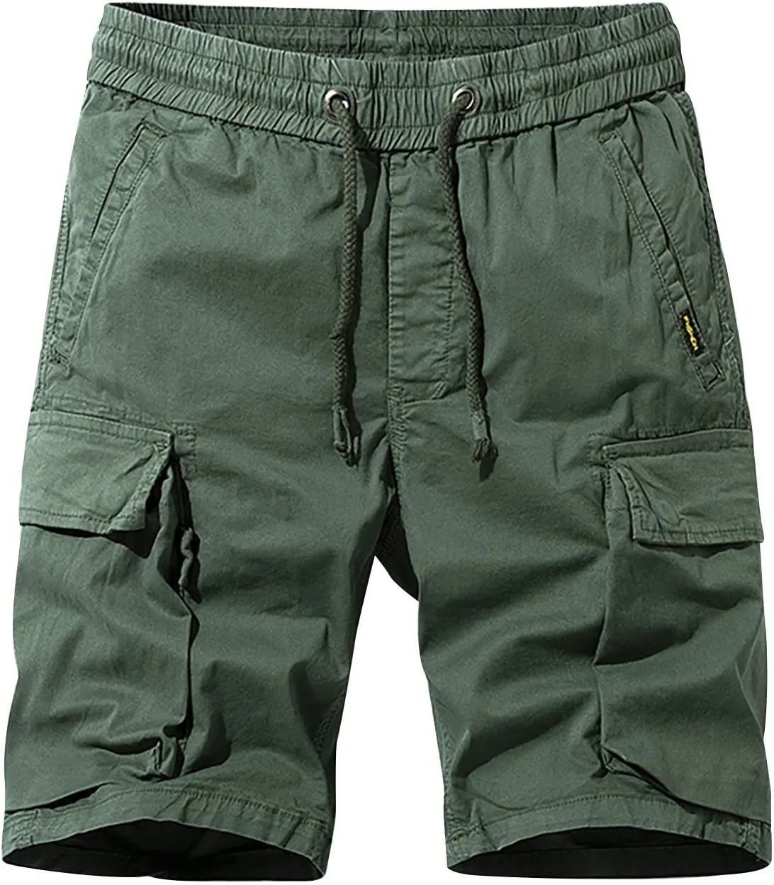 Casual Shorts for Men 2023 Cotton Drawstring Solid Cargo Shorts Multi Pockets Loose Elastic Waist Tooling Shorts