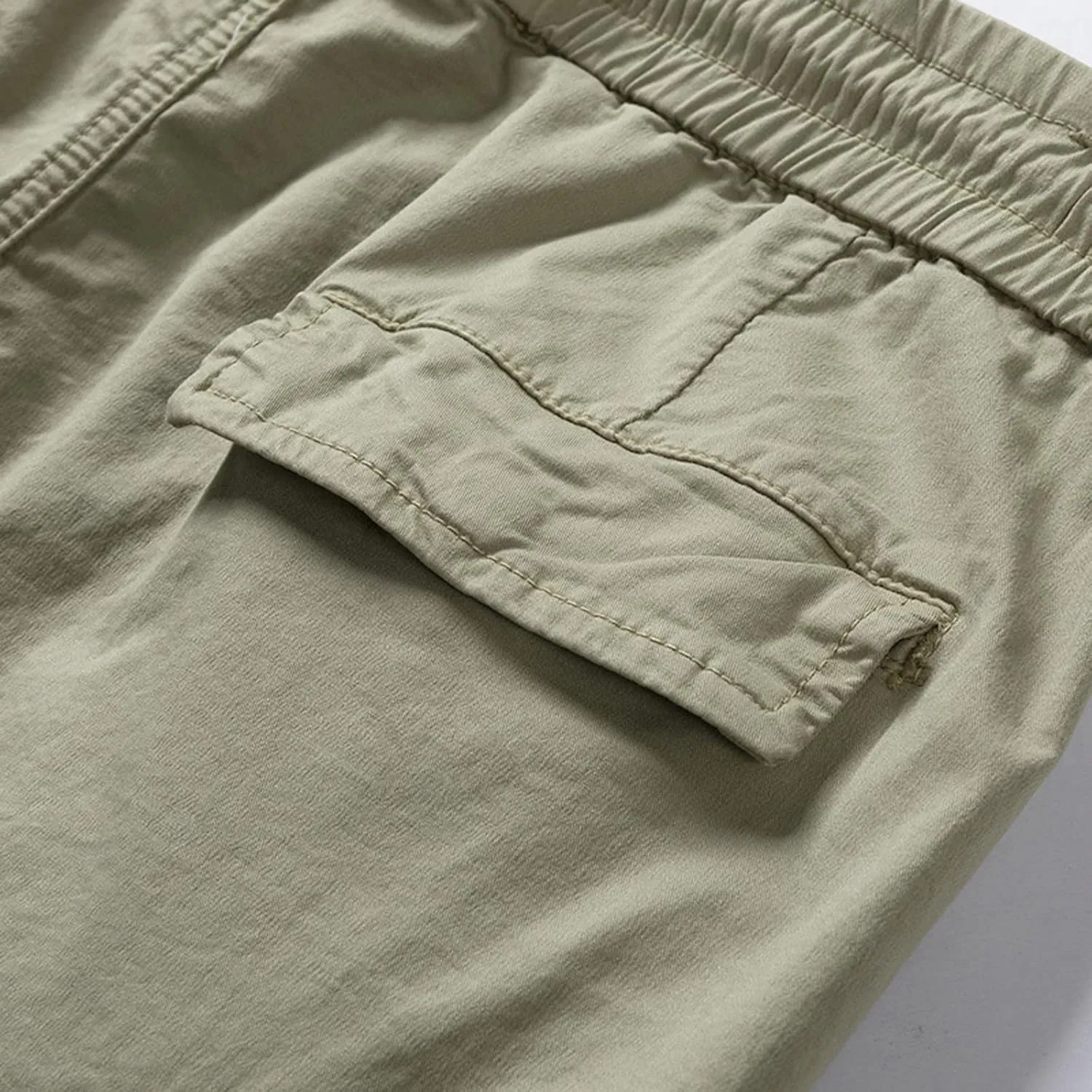 Casual Shorts for Men 2023 Cotton Drawstring Solid Cargo Shorts Multi Pockets Loose Elastic Waist Tooling Shorts