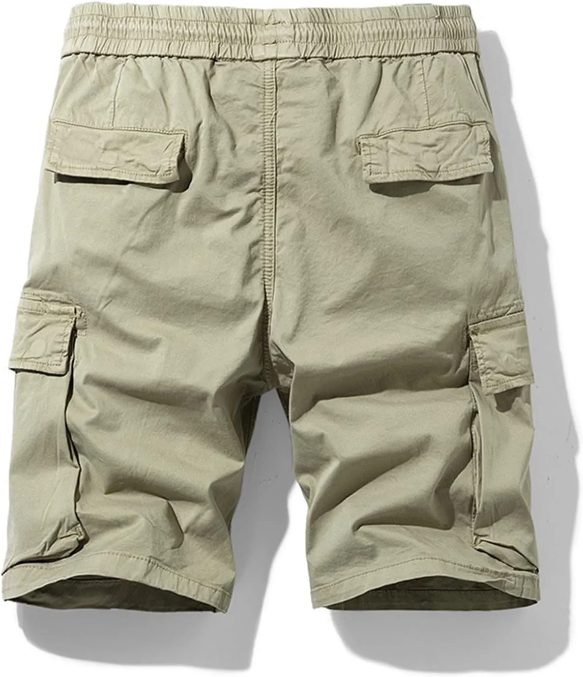 Casual Shorts for Men 2023 Cotton Drawstring Solid Cargo Shorts Multi Pockets Loose Elastic Waist Tooling Shorts