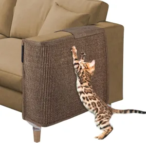 Cat Scratch Sofa Protector, 27.5x19.8 Inch Couch Protector Pad with Natural Sisal, Non-Slip Couch Arm Shield for Cats, Durable Scratch Guard for Sofa Chair and Couch Dual-Side Design (Left Hand)