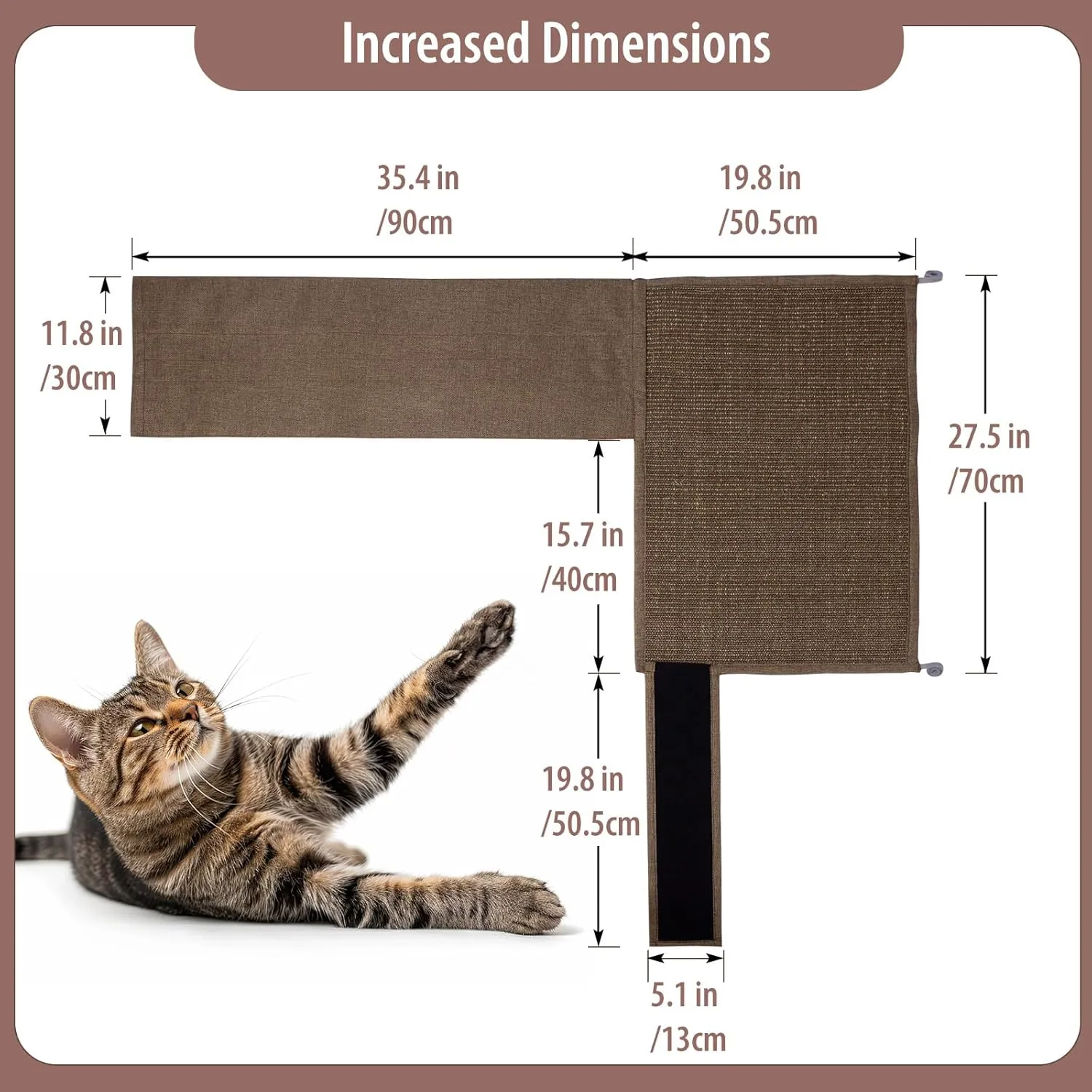 Cat Scratch Sofa Protector, 27.5x19.8 Inch Couch Protector Pad with Natural Sisal, Non-Slip Couch Arm Shield for Cats, Durable Scratch Guard for Sofa Chair and Couch Dual-Side Design (Left Hand)