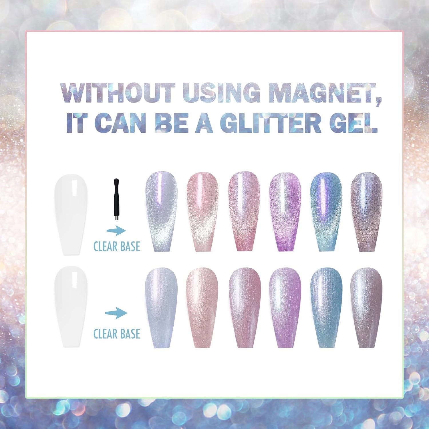 Cat Eye Gel Polish Kit 6 Colors, 15ML Glitter 9D Holographic Gel Polish with Magnet, Soak off U V Light Gel Nail Polish Set, Salon Magnetic Gel Nail Polish (Dreamcatcher)