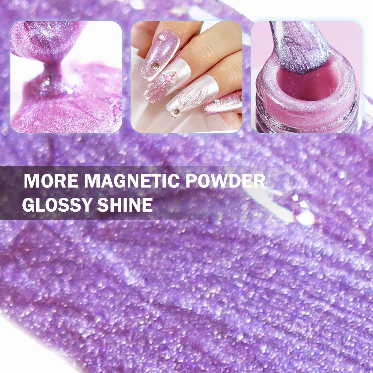 Cat Eye Gel Polish Kit 6 Colors, 15ML Glitter 9D Holographic Gel Polish with Magnet, Soak off U V Light Gel Nail Polish Set, Salon Magnetic Gel Nail Polish (Dreamcatcher)