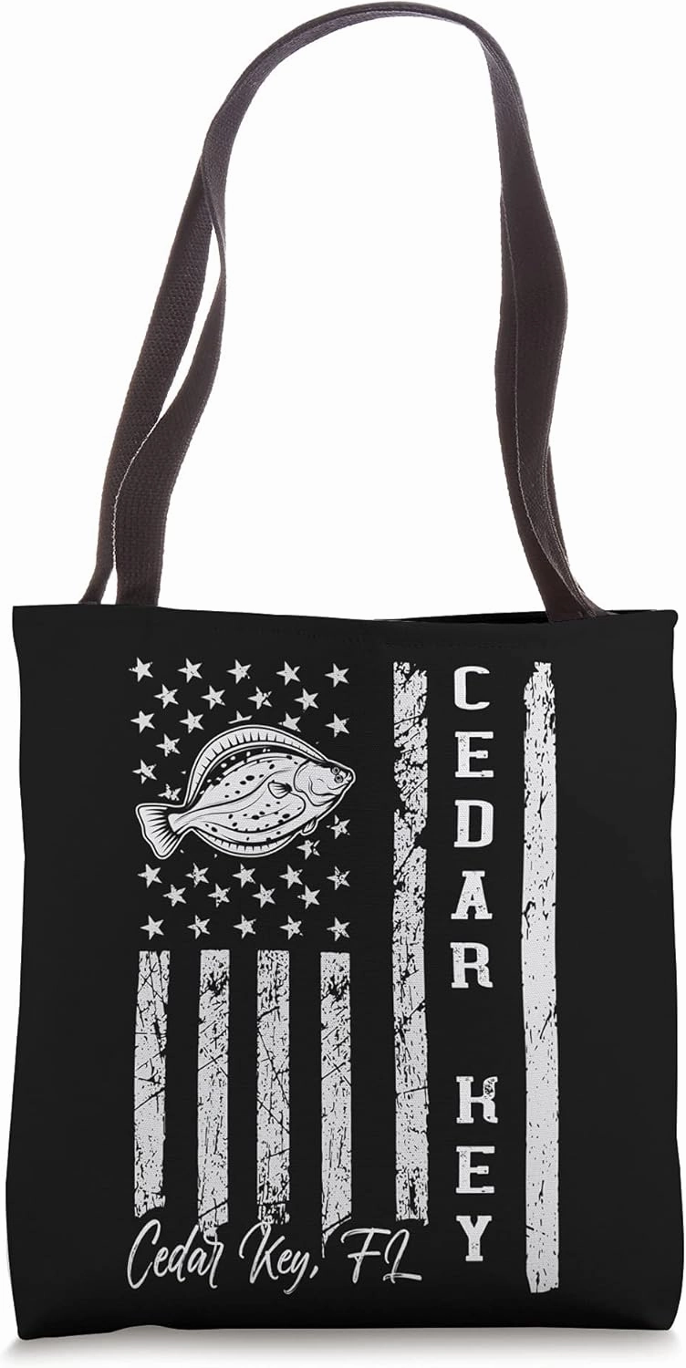 Cedar Key FL for Fluke Fishing Fishermen Tote Bag