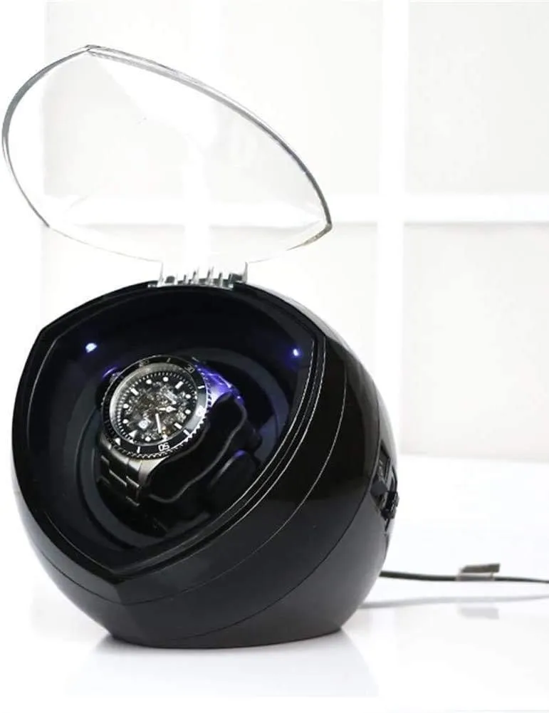 Chandelier Watch Winder Box Automatic Watch Winder Box Watch Winder Automatic Single Rotation Winders Deluxe Silent Motor Wood Box 4 Modes 2 Power Supply Mode-17.2 ×15.2×15.8CM Chandelier