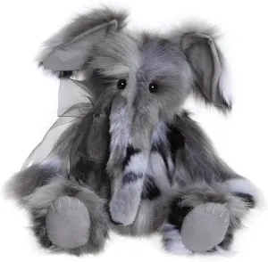 Charlie Bears 2024 - Earl Stuffed Elephant Teddy Bear Grey - Fully Jointed | Collectable Cuddly Soft Toy Gift Animal Safari